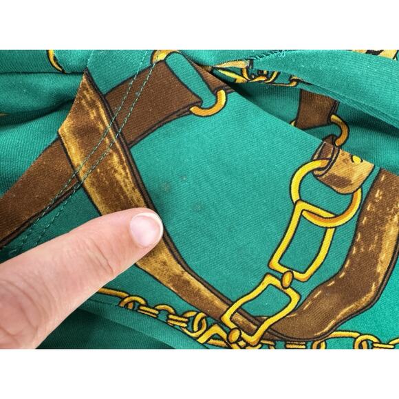 Ralph Lauren Faux Wrap Dress Womens 4 Green Horse Tack Equestrian Ruched Classic - Picture 15 of 16
